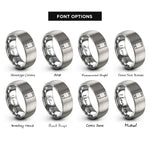 font options for inside engraving on gray smartphone rings