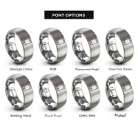 font options for inside engraving on gray smartphone rings