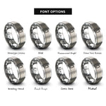 font options for inside engraving on gray smartphone rings