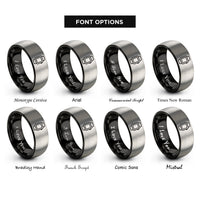 font options for inside engraving on black & gray smartwatch rings
