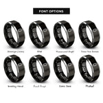 font options for inside engraving on black & silver smartwatch rings
