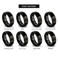 font options for inside engraving on black smartwatch rings
