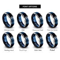 font options for inside engraving on blue & silver smd pad array rings