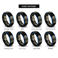 font options for inside engraving on gunmetal & blue smd pad array rings