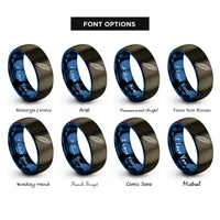 font options for inside engraving on gunmetal & blue smd tweezers rings