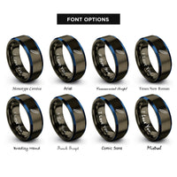 font options for inside engraving on gunmetal & blue smd tweezers rings