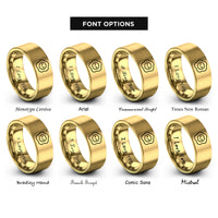 font options for inside engraving on gold smiling fried egg rings