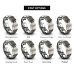 font options for inside engraving on grey smiling lantern rings