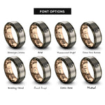 font options for inside engraving on gunmetal & rose gold & grey smiling lantern rings