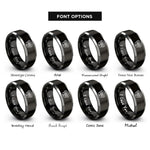 font options for inside engraving on black & gray smoke detector rings