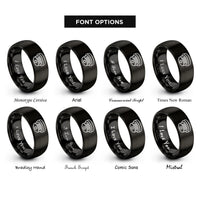 font options for inside engraving on black smoke detector rings