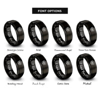 font options for inside engraving on black smoke detector rings