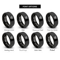 font options for inside engraving on black smoke detector rings