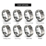 font options for inside engraving on silver smoke detector rings