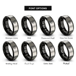 font options for inside engraving on black & grey smoke plume rings