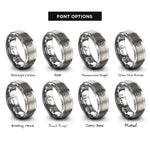 font options for inside engraving on gray smoke plume rings