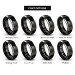 font options for inside engraving on black & gray smoker rings