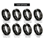font options for inside engraving on black & silver smoker rings
