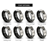 font options for inside engraving on black & gray smoker rings