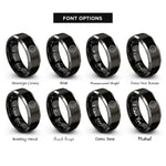 font options for inside engraving on black & gray smooth disc hubcap rings