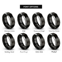 font options for inside engraving on black & gray smooth disc hubcap rings