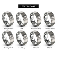 font options for inside engraving on grey smooth disc hubcap rings