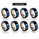 font options for inside engraving on rose gold & blue smoothie cup rings