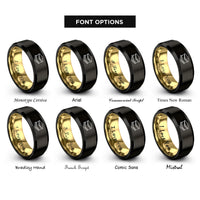 font options for inside engraving on black & gold s'more rings
