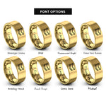 font options for inside engraving on gold s'more rings