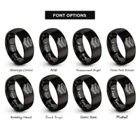 font options for inside engraving on black smores stack rings