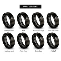 font options for inside engraving on black smores stack rings