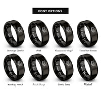 font options for inside engraving on black smores stack rings