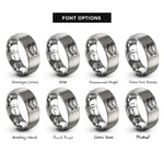 font options for inside engraving on grey smores stack rings