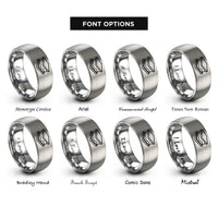 font options for inside engraving on grey smores stack rings