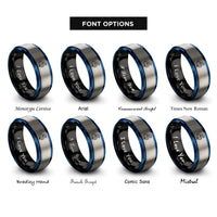font options for inside engraving on black & blue & gray snake rings