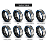 font options for inside engraving on black & blue & gray snake rings