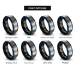 font options for inside engraving on black & blue & grey snake rings
