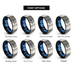 font options for inside engraving on black & blue & grey snake rings