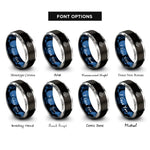 font options for inside engraving on black & blue & grey snake rings