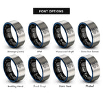font options for inside engraving on black & blue & grey snake rings