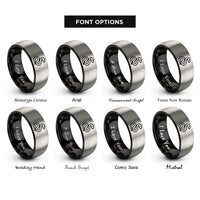 font options for inside engraving on black & grey snake rings