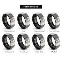font options for inside engraving on black & silver snake rings