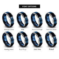 font options for inside engraving on blue & gray snake rings