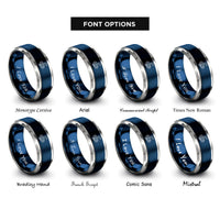 font options for inside engraving on blue & grey snake rings
