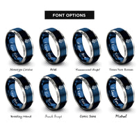 font options for inside engraving on blue & silver snake rings