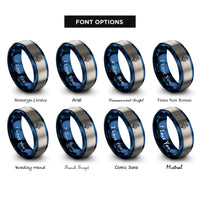 font options for inside engraving on blue & silver snake rings