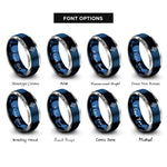 font options for inside engraving on blue & silver snake rings
