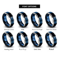 font options for inside engraving on blue & silver snake rings