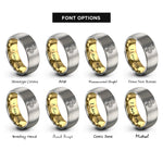 font options for inside engraving on gold & gray snake rings