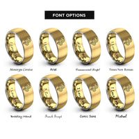 font options for inside engraving on gold & grey snake rings